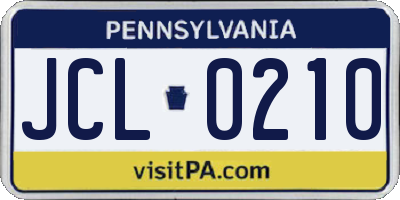 PA license plate JCL0210