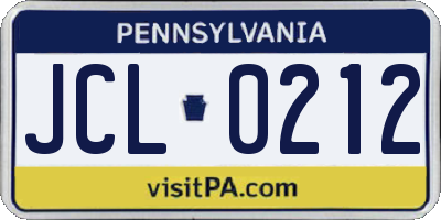 PA license plate JCL0212
