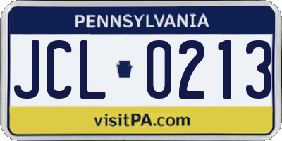 PA license plate JCL0213