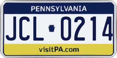 PA license plate JCL0214