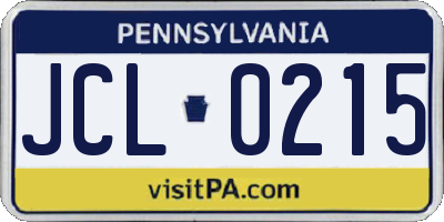 PA license plate JCL0215