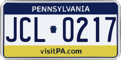 PA license plate JCL0217