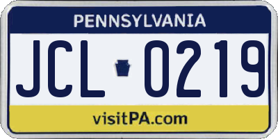 PA license plate JCL0219