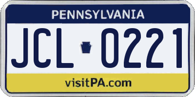 PA license plate JCL0221
