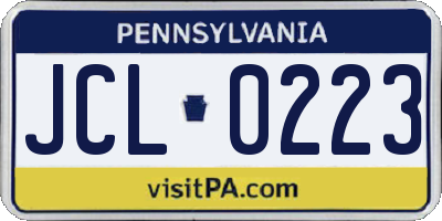 PA license plate JCL0223