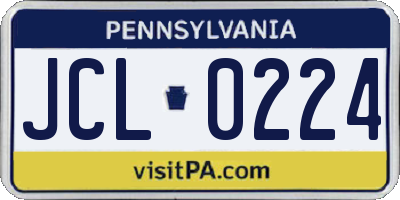 PA license plate JCL0224