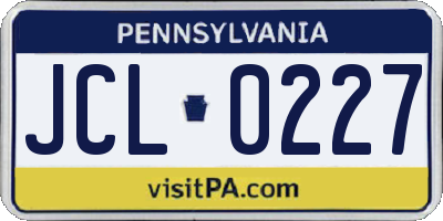 PA license plate JCL0227
