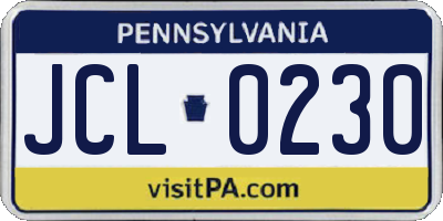PA license plate JCL0230