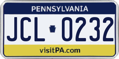 PA license plate JCL0232