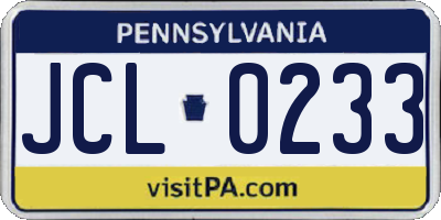 PA license plate JCL0233