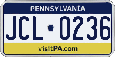 PA license plate JCL0236