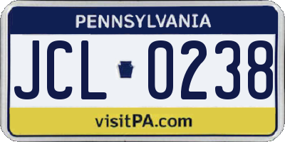 PA license plate JCL0238