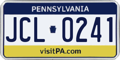 PA license plate JCL0241