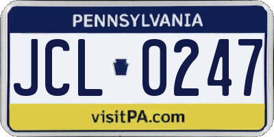 PA license plate JCL0247