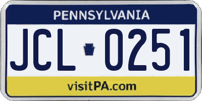 PA license plate JCL0251