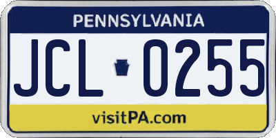 PA license plate JCL0255