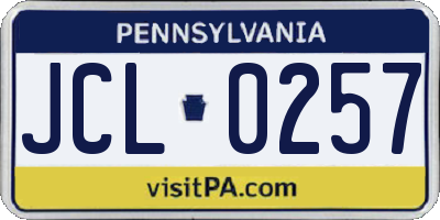 PA license plate JCL0257