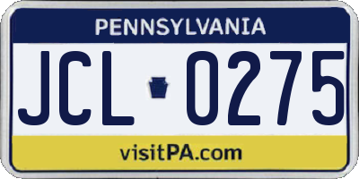 PA license plate JCL0275