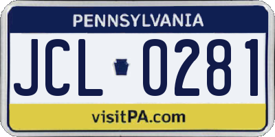 PA license plate JCL0281