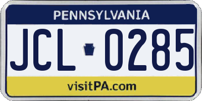 PA license plate JCL0285