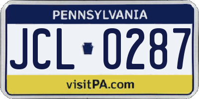 PA license plate JCL0287