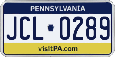 PA license plate JCL0289