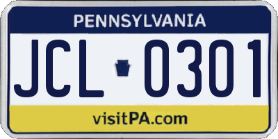PA license plate JCL0301