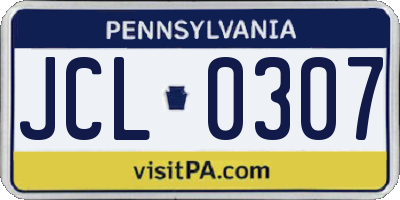 PA license plate JCL0307