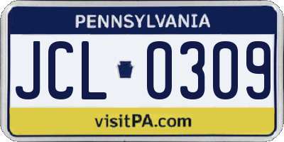 PA license plate JCL0309
