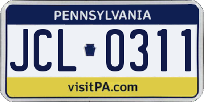 PA license plate JCL0311