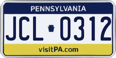 PA license plate JCL0312