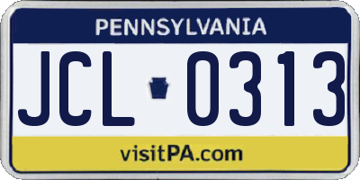 PA license plate JCL0313