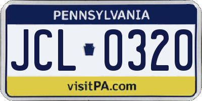 PA license plate JCL0320