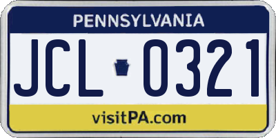 PA license plate JCL0321
