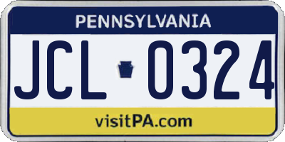 PA license plate JCL0324