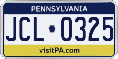 PA license plate JCL0325