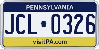 PA license plate JCL0326