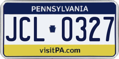 PA license plate JCL0327