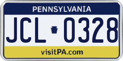 PA license plate JCL0328
