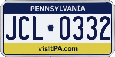 PA license plate JCL0332
