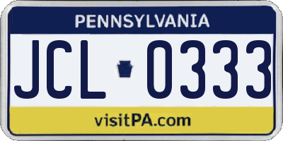 PA license plate JCL0333