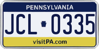 PA license plate JCL0335