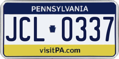 PA license plate JCL0337