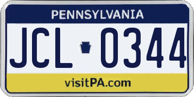 PA license plate JCL0344