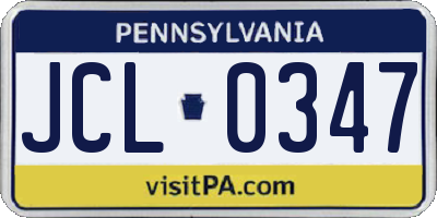 PA license plate JCL0347