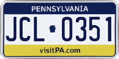 PA license plate JCL0351