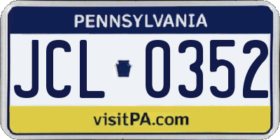 PA license plate JCL0352
