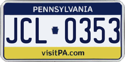 PA license plate JCL0353