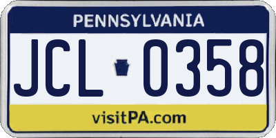 PA license plate JCL0358
