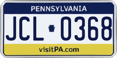 PA license plate JCL0368
